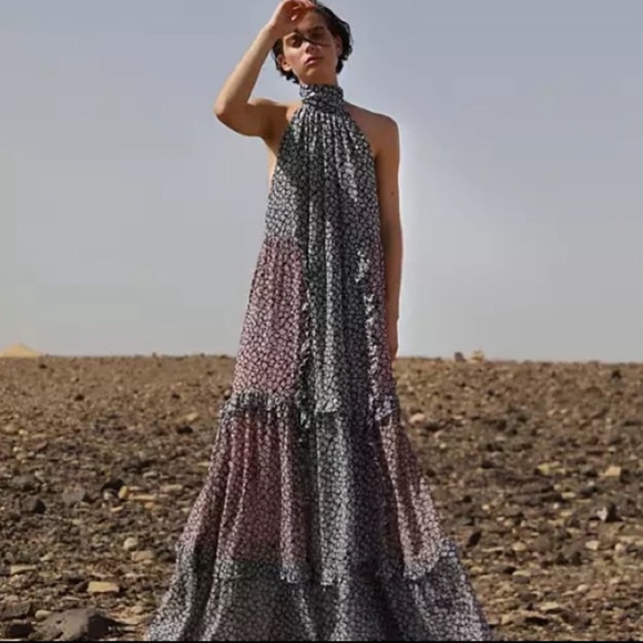 Sabina Musayev Floral-Print Tiered Gown New Size Small - Picture 13 of 13